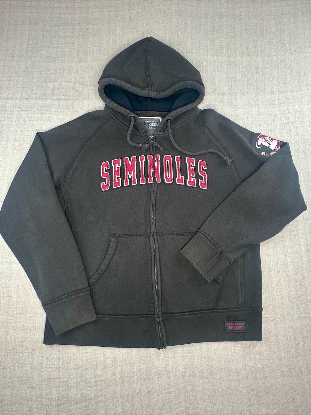Florida State Seminoles Hoodie Mens XL Colosseum Full Zip FSU Spellout Black